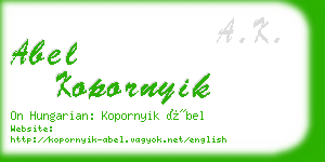 abel kopornyik business card